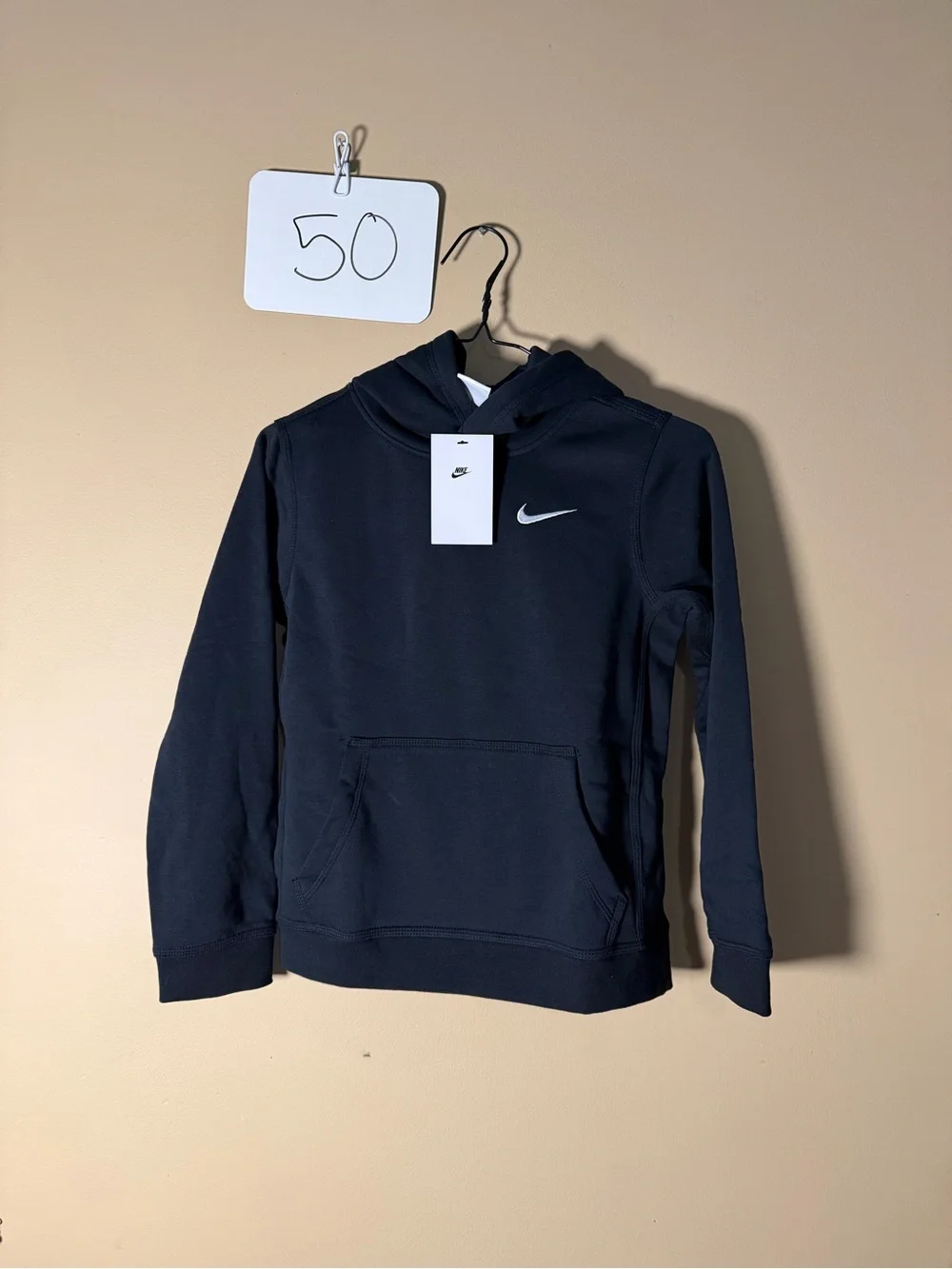 Nike Kids size Medium Black Swoosh Pullover Hoodie new with tags